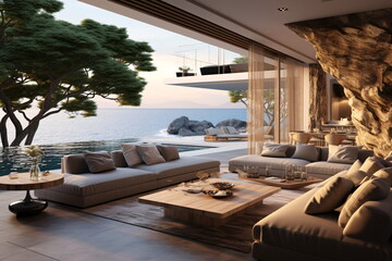 Fototapeta premium luxury hotel room with pool