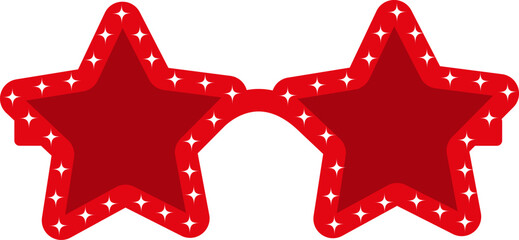 Christmas Retro Star Shaped Glasses. . Set of New Year cliparts. Props for Christmas photo booth. Vector illustration. © Sviatlana