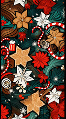 Wallpaper illustration of christmas pattern Background created with Generative Ai