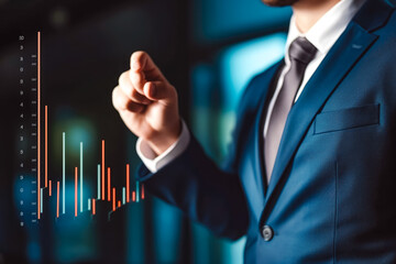 Business development to success and growing growth concept, close up shot of business man analyzing data in his office