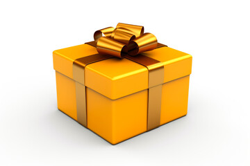 Obraz premium Illustration of golden gift box on white background, concept of gift giving for celebration or special occasions, surprise in a box