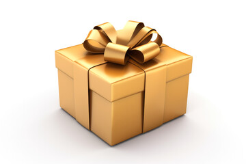 Naklejka premium Illustration of golden gift box on white background, concept of gift giving for celebration or special occasions, surprise in a box