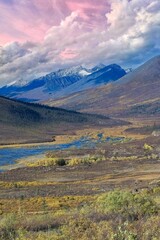 Dempster Highway in autumn in Tombstone park, Yukon, Canada