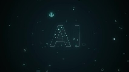 Artificial Intelligence Logo, Icon. Vector symbol AI, deep learning blockchain neural network concept.