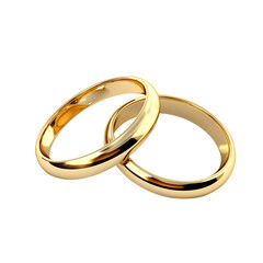 wedding gold rings isolated on transparent background Remove png, Clipping Path