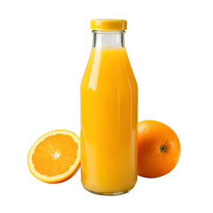 bottle of orange juice and fruit isolated on transparent background Remove png, Clipping Path