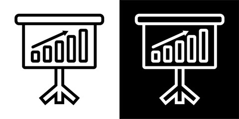 Board, diagram, presentation Icon. Business icon & Startup icon. Black icon. Black logo. Line icon.