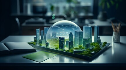 A corporate report highlighting ESG (Environmental, Social, Governance) metrics within the green energy sector, showcasing sustainable business practices in the renewable energy industry.