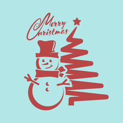 Merry Christmas greeting card or poster design with Snowman. Vector illustration