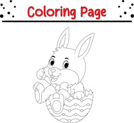 Obraz na płótnie Canvas Happy Easter Bunny coloring page for kids