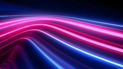 Fototapeta premium 3d render. Digital abstract neon background, pink blue glowing blurred lines. generative Ai