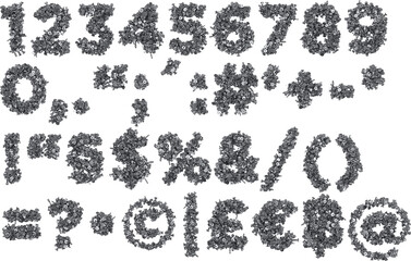 metal screw font letters 3d render 123 isolated