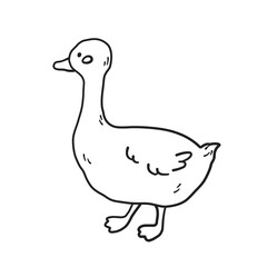 Cute goose outline. Domestic bird, farm animal in doodle and linear drawing style. Vector illustration, png on transparent background