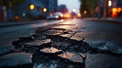 A Street Divided: The Cracked Pathway of Urban Decay - obrazy, fototapety, plakaty
