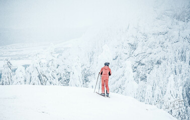 Fototapeta na wymiar kid skiing in winter