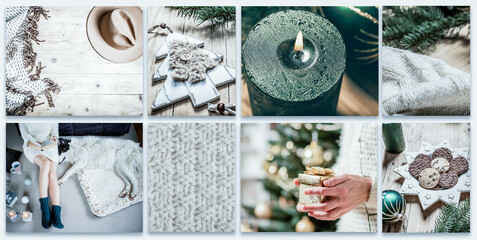 collection of hygge Christmas images - warm beige and green tones - original images to be found in...