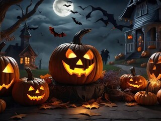 halloween background with pumpkin