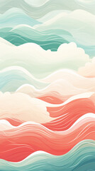 Fototapeta premium A charming pattern with whimsical and adorable waves, each represented with clean lines and a limited color palette created with Generative Ai
