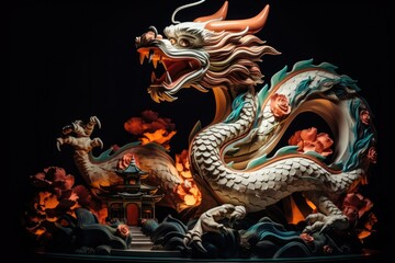 chinese dragon statue in temple