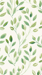 A charming pattern with adorable green leaves, each represented with clean lines and a limited color palette created with Generative Ai