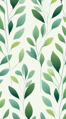 A charming pattern with adorable green leaves, each represented with clean lines and a limited color palette created with Generative Ai