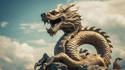 chinese dragon statue on the roof