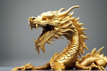 golden dragon statue in chinese temple