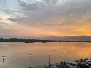 sunset over the river