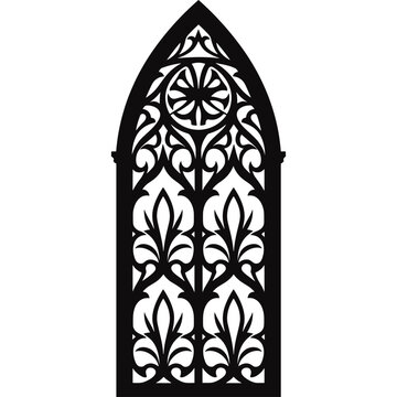 gothic cathedral window black vector frame