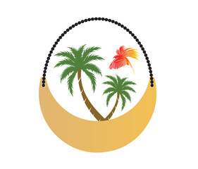 beads, half moon, palm tree, Bird-of-paradise Vector art Design templates