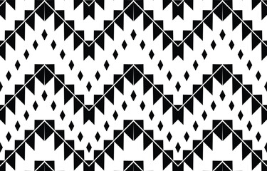 Fototapeta premium Ethnic abstract ikat art. Aztec ornament print. geometric ethnic pattern seamless color oriental. Design for background ,curtain, carpet, wallpaper, clothing, wrapping, Batik, vector illustration.