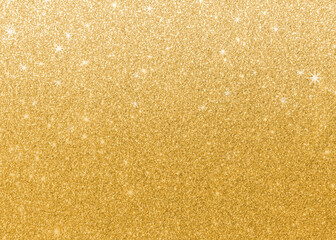 Gold glitter texture background sparkling shiny wrapping paper for Christmas holiday seasonal wallpaper decoration, greeting and wedding invitation card design element - obrazy, fototapety, plakaty