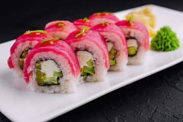 Tuna Maki Sushi on white plate