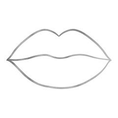 Fototapeta premium Silver Luxurious Lips Outline