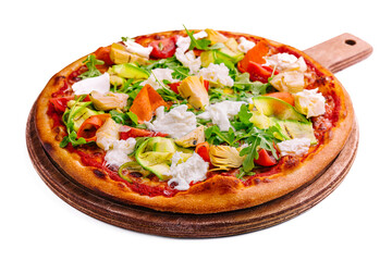 pizza with zucchini, arugula and artichokes