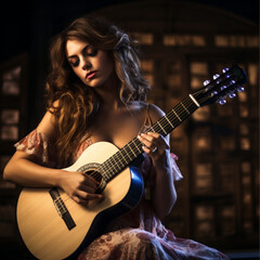 Obraz premium woman playing guitar