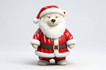 Bear with winter clothes like Santa Claus. Christmas style hat and sweater