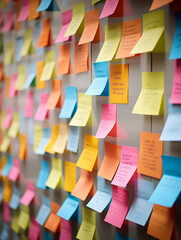 Colorful sticky notes on a wall