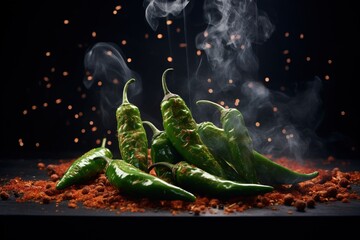 Jalapeno pepper on smoky background