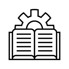 Book with cogwheel gear icon vector