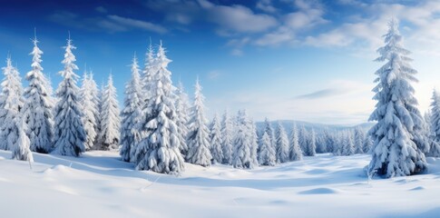 Fototapeta na wymiar Winter beautiful landscape with trees covered with snow