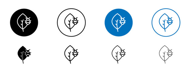 Plant pests vector illustration set. Crop damaging insect icon in black and blue color