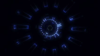 Colorful UI HUD circle elements 3D technological Tunnel Hi speed internet, transfering data NFT HUD.Titles and logo template.Tunnel 3