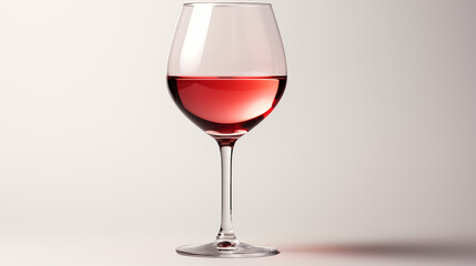 Glass of red wine on a white background. Minimalism
