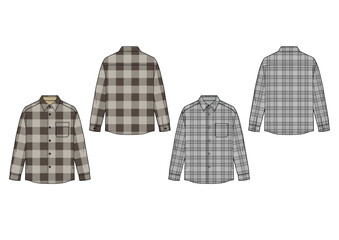 チェック柄シャツのイラスト/メンズオーバーシャツジャケット