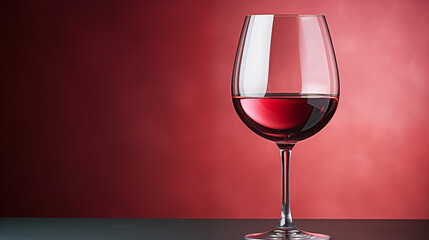 Glass of red wine. Pink background with space for text
