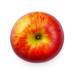 Top view of red apple isolated on white background.
