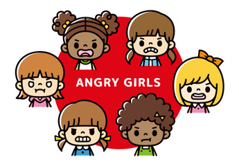 Clip art of multinational girl with angry face