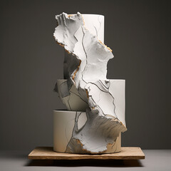 cake on white background, cement, realistic cake texture created with Generative Ai