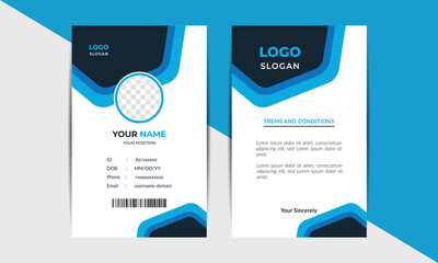 Simple corporate id card design with blue color, vector design - obrazy, fototapety, plakaty